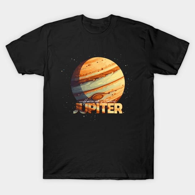 Jupiter Planet Logo, Space Cosmos Solar System Art T-Shirt by Moonfarer